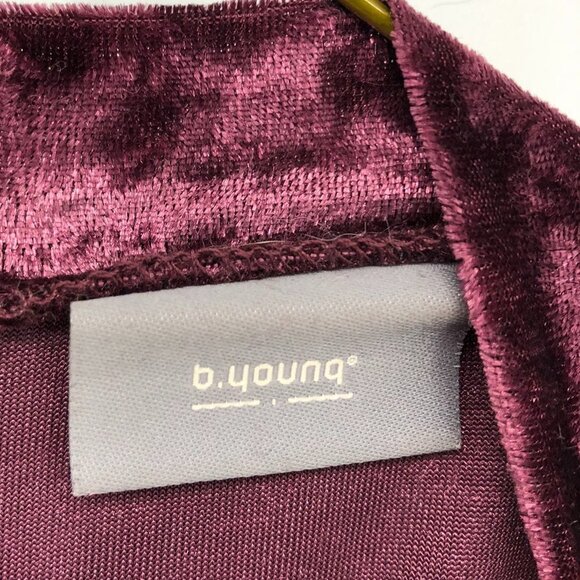 B. young Purple crushed velvet bodycon high neck tube dress short sleeves - Picture 10 of 16